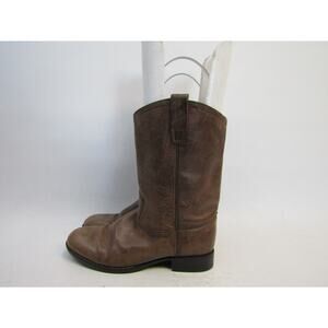 A JAMA PRODUCT Youth Size 4.5 Brown Leather Cowboy Western Roper Boots